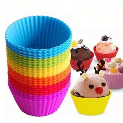 10 قطع سيليكون عشوائية اللون لفتات الكعك، قوالب الحلوى والتارت بقطر 7 سم، قوالب كعك دائرية لصنع الحلويات بشكل حرفي