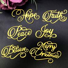 Alinacutle 6入組聖誕快樂、歡樂、希望、相信、和平金屬模切紙工藝金屬模切手工卡片、DIY 賀卡、剪貼簿 - 銀色 - 查看 7