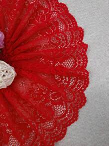Diy服飾配件,裝飾彈性紅色蕾絲提花邊,寬15cm,長3m