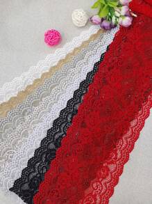 Diy服飾配件,裝飾彈性紅色蕾絲提花邊,寬15cm,長3m