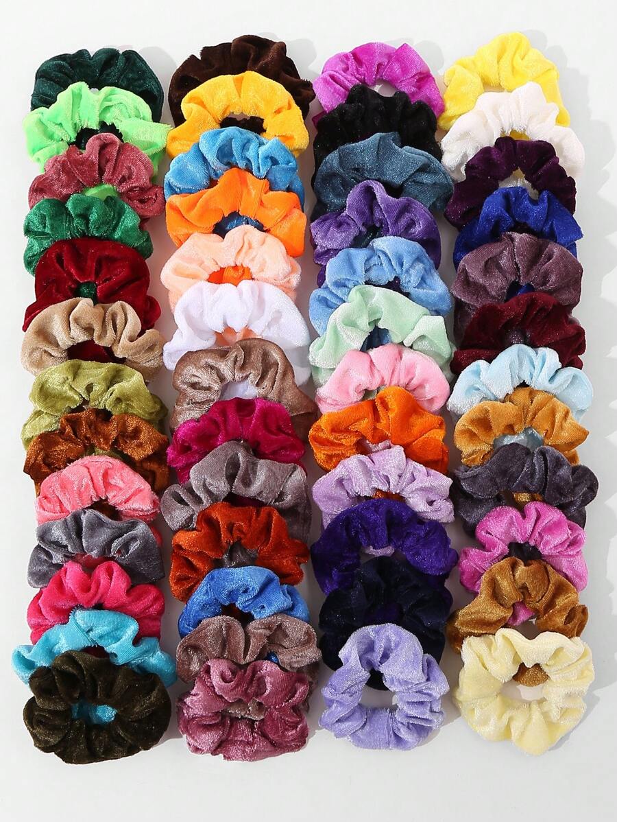 4/50 chiếc dây buộc tóc nhung vàng - Nhiều màu - Xem 1