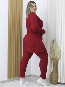 Women Two-piece Outfits - 酒紅色 - 查看 3