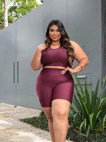 Plus Size Co-Ords - Maroon - View 3