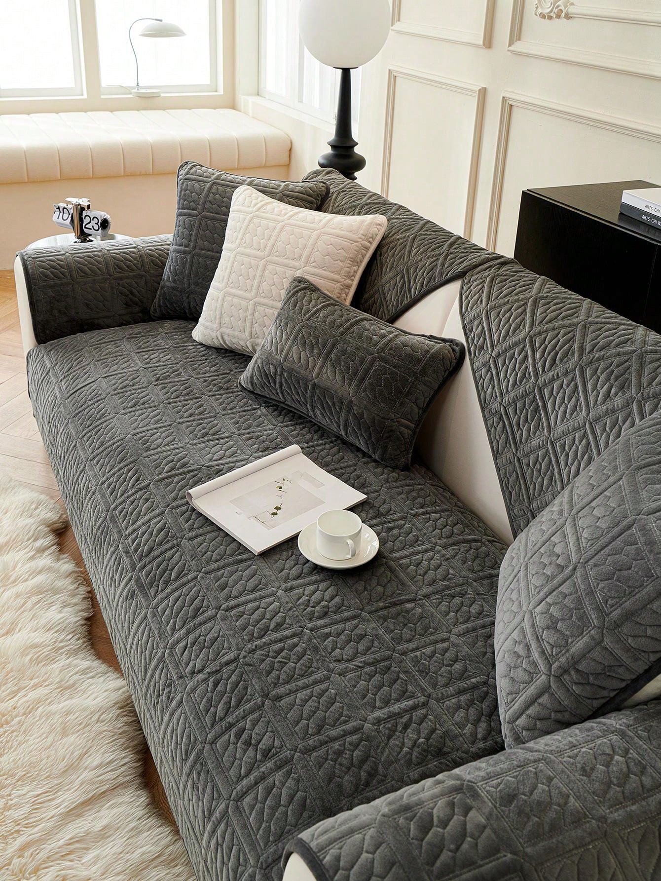 1pc Plush All Seasons Universal Sofa Cushion, Modern Style Antislip