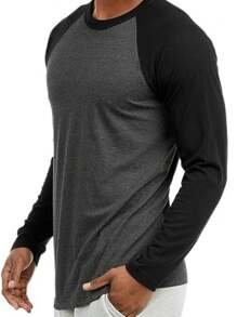 Long Sleeve Raglan T-Shirt In Cold Knit - 深灰色 - 查看 5