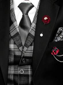 時尚男士花式裝飾胸針瀑布短針,配珍珠在派對上展現時尚造型 - 粉色 - 查看 1