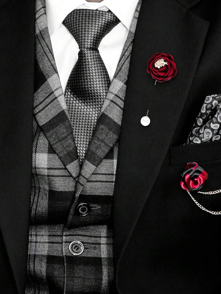 時尚男士花式裝飾胸針瀑布短針,配珍珠在派對上展現時尚造型 - 粉色 - 查看 1