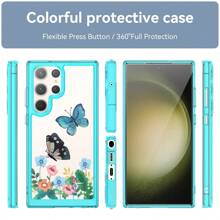 閃耀繽紛奢華時尚手機殼,適用於samsung Galaxy S23 Ultra/s23+/s23fe/s23/s22 Ultra/s22+/s22/note10+/note 20 Ultra/note 20/m54 5g/m34 5g/m23/m14/m13 5g/f54 5g/f34/f23/f14/a73/a54 5g/a53/a34 5g/a33/a25/a24/a23/a14/a13/a04s手機殼 - 透藍 - 查看 2