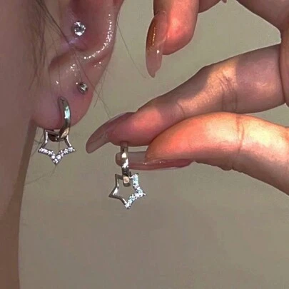 1 對精緻 2000 年代風格 Cz 星星耳環女式,時尚簡約派對珠寶禮物