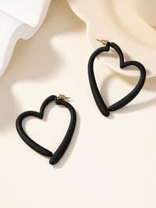 1 对新品时尚简约个性心形度假耳环情人节 - 黑色 - 查看 6