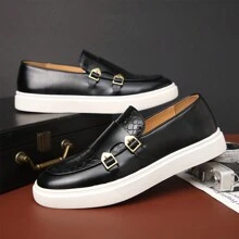 Men's 2025 Spring New Fashion Casual Leather Shoes, British Style Breathable Flat Shoes For Men, Suitable For Summer