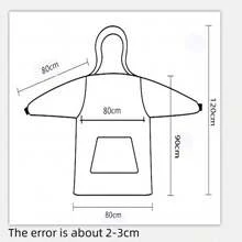 加厚法兰绒毯子，带袖子和帽子，户外保暖睡袍毯子，保暖内衬冬季礼物 - 紅色 - 查看 2