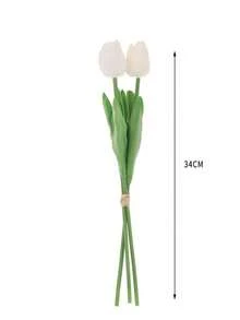 6 Piezas Tulipán Blanco Artificial - Blanco - Ver 4
