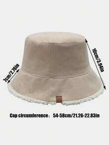 1 Woman's Beige Double-Sided Fall/Winter Simple Bucket Hat - Beige - View 2