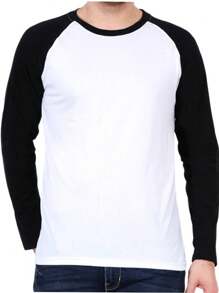 Long Sleeve Raglan T-Shirt In Cold Knit - Blanco y Negro - Ver 2