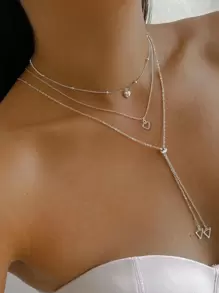 1pc 4-Layer Star Pendant Necklace, Suitable For Everyday Wear - Antique Silver - View 1