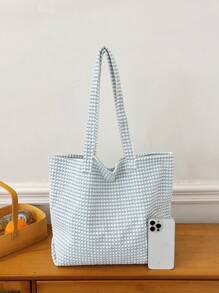 高容量色塊時尚手提包,日常使用 - 彩色 - 查看 3