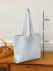 高容量色塊時尚手提包,日常使用 - 彩色 - 查看 2