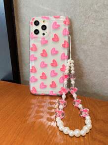 1 Túi Khí Toàn Màn Hình Hình Trái Tim Màu Hồng, Vỏ Điện Thoại Bảo Vệ Chống Rơi Có Dây Buộc Hình Trái Tim, Tương Thích Với IPhone, Bảo Vệ Đa Năng Cho Điện Thoại Nam Và Nữ - Màu Hồng Tươi - Xem 3