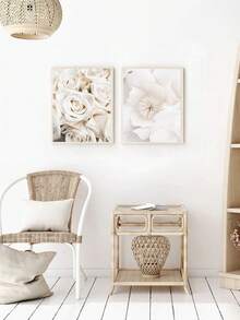 6 件米色藝術印刷品花卉印刷圖片牡丹玫瑰壁畫浪漫帆布海報小麥牆藝術畫北歐牆壁海報客廳裝飾無框 - 彩色 - 查看 4
