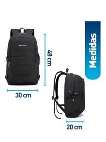 Mochila Antirrobo con Contraseña de Código, Para laptop de 15.6" con Puerto USB y Audífonos. Impermeable ideal para Mujeres y Hombres Modernos. Bluelander. - Negro - Ver 5