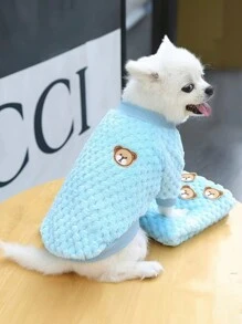 給狗狗和貓咪穿的衣服,秋冬新款絨面寵物用品 - 藍色 - 查看 1