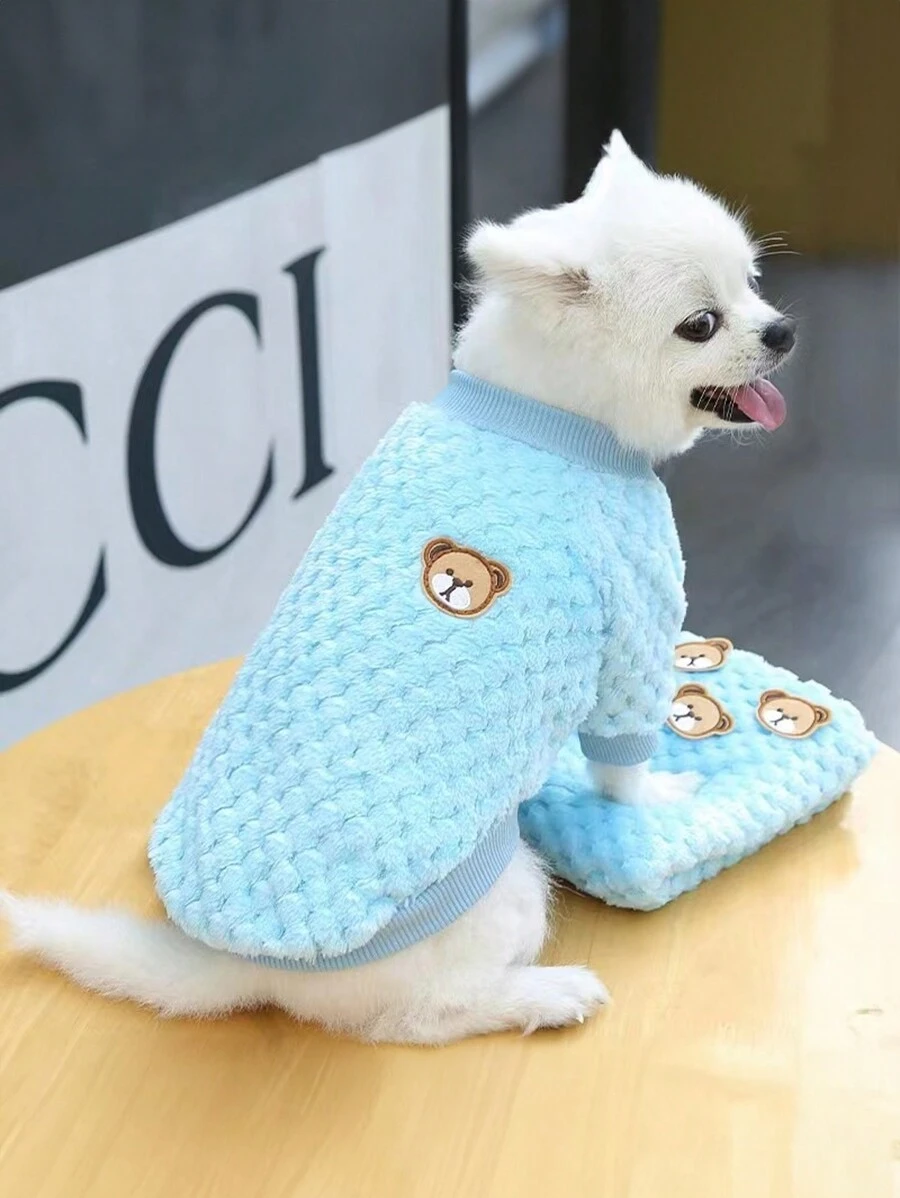 給狗狗和貓咪穿的衣服,秋冬新款絨面寵物用品 - 藍色 - 查看 1