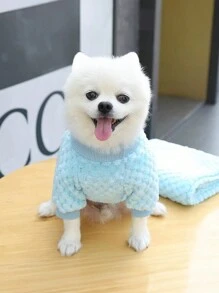 給狗狗和貓咪穿的衣服,秋冬新款絨面寵物用品 - 藍色 - 查看 4