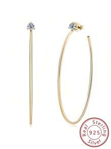 LI JIN 1 對女士大號圓形耳環,摩根石,d-e 顏色,vvs 級,925 純銀,鍍 18k 白金和黃金,適合日常佩戴 - 金色 - 查看 13