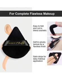 MAGEFY 5pcs Flocking Triangle Powder Puff,Soft And Skin Friendly Makeup Puff,Makeup Tools Easy Carrying For Travel,Makeup,Cheap,Room Decor,Vanity,Travel,Bedroom,Makeup Accessories,Puff,Makeup Blender,Powder Puff,Makeup Sponge,Cheap,Stocking Stuffers,Makeup,Makeup Tools,Cheap Stuff,Gifts,Gifts For Women,Christmas Gifts,Giveaways,Travel,Cheap Stuff,Travel Essential - Black - View 5