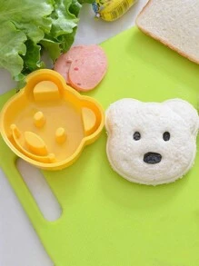 1入DIY三明治切割器卡通吐司麵包模具，可製作小熊造型便當模具 - 黃色 - 查看 1