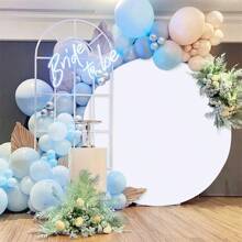 White Round Backdrop Circle Wedding Arch Stand Photo Photography Background Wall For Birthday Baby Shower Wedding Decorations (Note: Not Include Circle Stand And Balloons.) - 7.2 feet - View 9