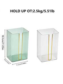 1pc Wall-mounted Tissue Storage Box, Desk Tissue Holder - Clear - View 4
