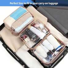 Set de 3 bolsas de playa rosas transparentes, bolsa con cremallera de plástico para bolsa de playa, organizador de viaje para cosméticos, productos de tocador, comestibles, divisor de cosméticos, bolsa interior para almacenamiento, esenciales para la escuela, organizador de viaje para vacaciones de verano, bolsa de maquillaje, artículos escolares, organizador de maquillaje, esenciales para vacaciones, bolsa de cosméticos, bolsa de maquillaje, organizador de maquillaje, almacenamiento de maquillaje, útiles escolares
