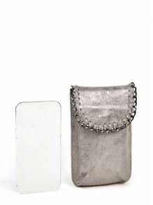 Fashionable Unique Personality Metallic Feeling Flash Soft Fabric Style Phone Bag,Rock,Gothic,Iron Chain,Corduroy,Multifunctional Crossbody Shoulder Bag Suit For Ladies To Pair With Daily Outfit,Dating,Shopping, Funky, Punk & Bag For Street Wear, 2000s Fashion Style Bag For Women