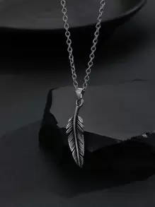 1pc Vintage Feather Punk Hip Hop Street Style Good Quality Man Fashionable Popular Stainless Steel Jewelry  Accessories Men Geometric Charm Chain Necklace For Jewelry Gift & A Stylish Look