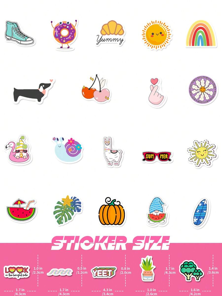 100 PCS Mini Size Stickers For Kids, Cute Water Bottle Stickers Vinyl