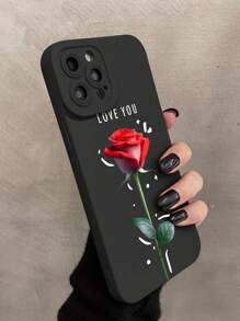 1 Miếng Đen Chống sốc TPU Điện thoại di động Loại vỏ Với Bảo vệ máy ảnh , Đỏ  Hoa hồng Love Và Mẫu mắt , Tương thích với Apple - Nhiều màu - Xem 3