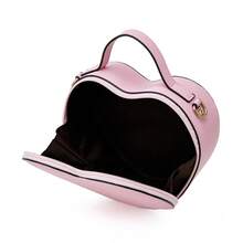 1pc Pink Fashionable Heart Shaped Handbag With Letter Print And Adjustable Shoulder Strap - Pink - View 7