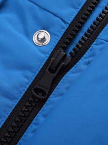 Annil Áo khoác lông vũ dài thời trang rộng rãi dày ấm áp cho bé trai màu xanh - Màu xanh lam - Xem 5