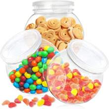 Candy Jars with Lids,3 Pack-48 Oz Plastic Candy Jars Clear Cookie Container,Perfect Canister Container for Wedding & Home Decor Centerpiece,Decorative Kitchen Storage Jar - Clear - View 1