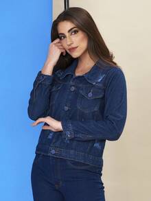 Women Denim Jackets & Coats - Rửa tối - Xem 5