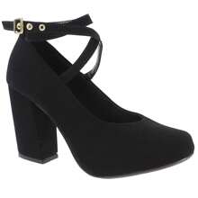 Sapato Feminino Boneca Preto Nobuck Salto Alto Bloco ER355