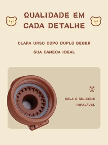 750ml Garrafa De Água Lovely Bear Double Drinking Kettle Copo Para Pipetas De Grande Capacidade Tritan Copolyester Bico De Silicone