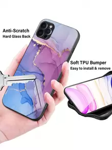 1入手機殼,防摔防刮黃色玻璃硬殼,配軟tpu框架和漸變色鏡頭保護,適用於iphone/huawei/samsung/xiaomi/redmi/oppo/oneplus - 彩色 - 查看 2