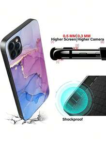 1入手機殼,防摔防刮黃色玻璃硬殼,配軟tpu框架和漸變色鏡頭保護,適用於iphone/huawei/samsung/xiaomi/redmi/oppo/oneplus - 彩色 - 查看 3