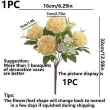 1支人造花絲綢牡丹康乃馨混合花束假植物,適用於秋季萬聖節聖誕節裝飾婚禮花瓶,家庭餐廳臥室裝飾,節日生日派對配件,室外花園裝飾