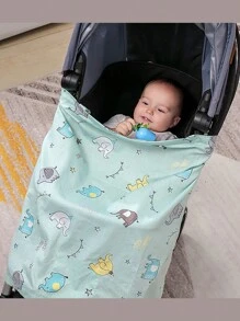 孕婦哺乳圍巾，嬰兒推車和汽車座椅套，薄透氣，遮光罩，多功能哺乳圍裙-藍象