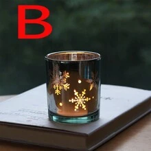 1個聖誕樹玻璃裝飾與鹿、雪花和鍍銀燭台空杯 - 白色 - 查看 7