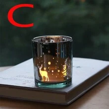 1個聖誕樹玻璃裝飾與鹿、雪花和鍍銀燭台空杯 - 白色 - 查看 8